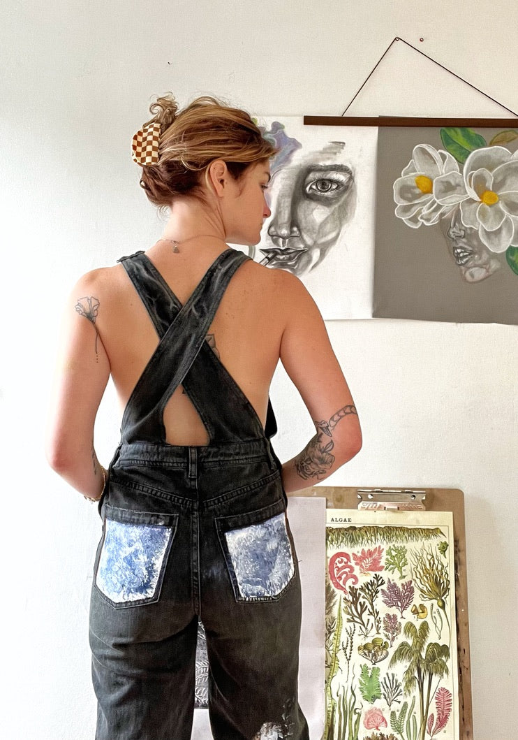 Hand Painted Cross Back Overalls