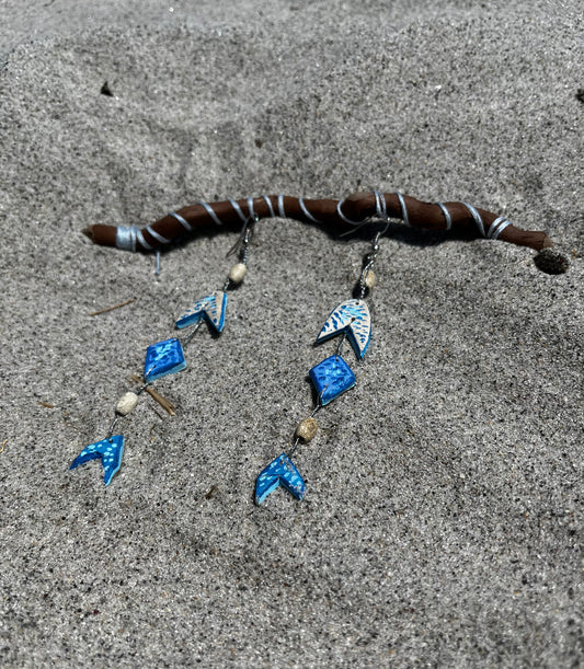 Medium Blue Fish Earrings